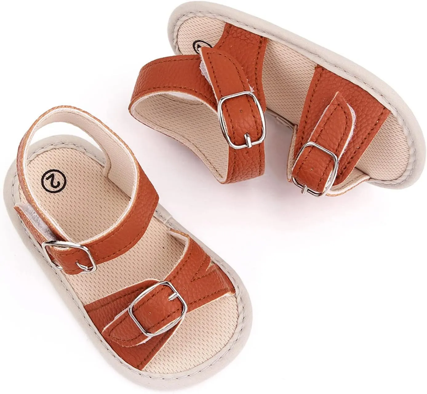 Infant Baby Girls Boys Sandals Crib Shoes Toddler PU Leather Flower Soft Rubber Sole Dress Flats First Walker Shoes