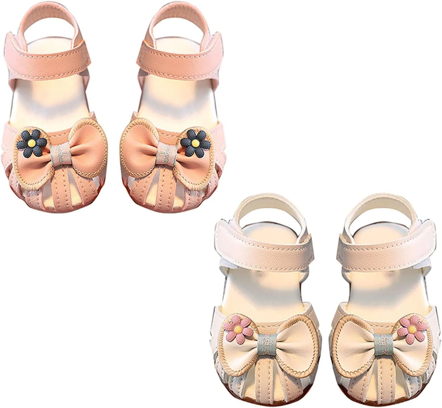 Infant Baby Girls Closed Toe First Walking Sandals Bowknot Soft Sole Anti Slip Princess Wedding Party Dress Shoes