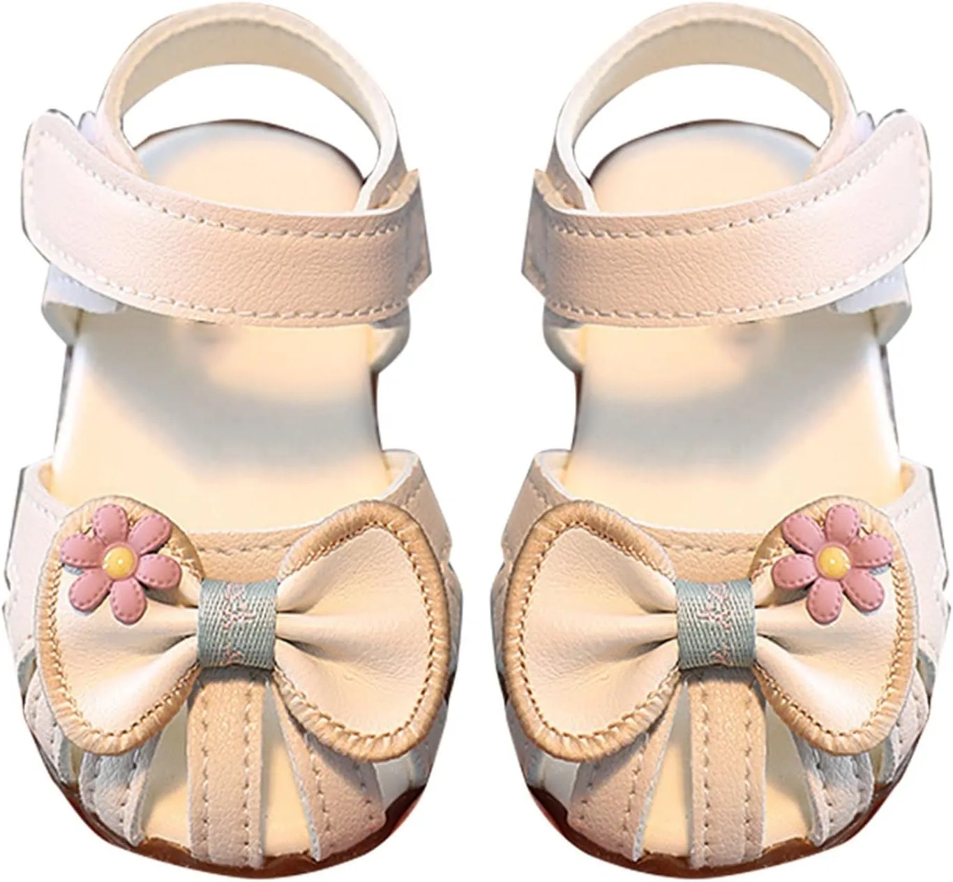 Infant Baby Girls Closed Toe First Walking Sandals Bowknot Soft Sole Anti Slip Princess Wedding Party Dress Shoes
