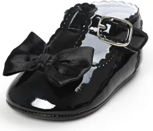 Infant Baby Girls Soft Sole Bowknot Wedding Dress Mary Jane Flat Prewalker Newborn Light Baby Sneaker Shoe 0-18M