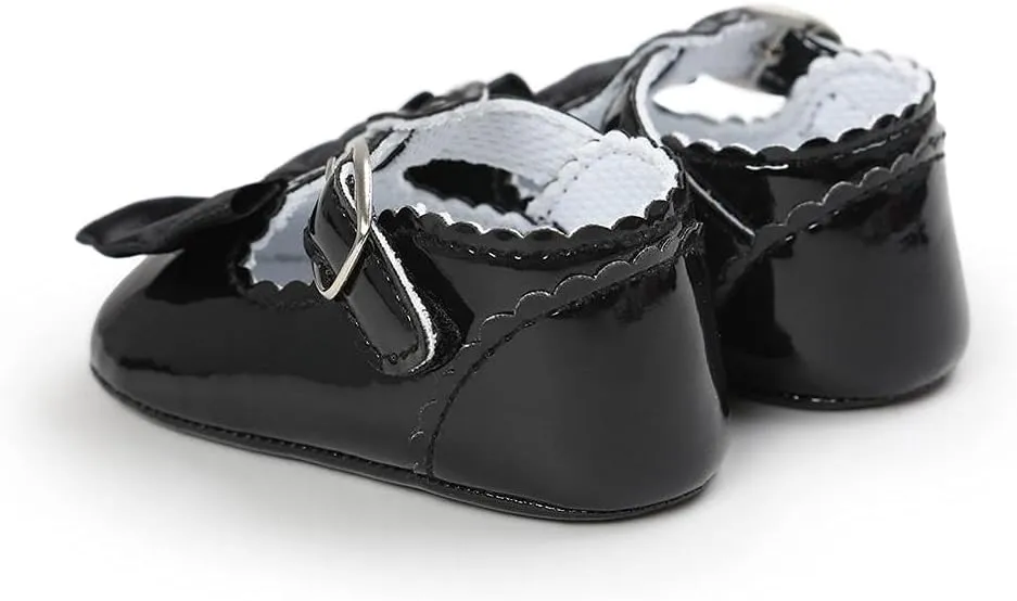 Infant Baby Girls Soft Sole Bowknot Wedding Dress Mary Jane Flat Prewalker Newborn Light Baby Sneaker Shoe 0-18M