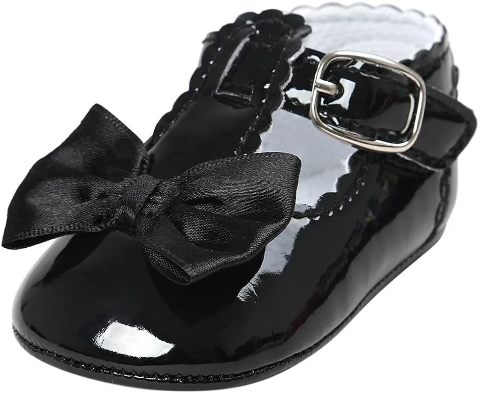 Infant Baby Girls Soft Sole Bowknot Wedding Dress Mary Jane Flat Prewalker Newborn Light Baby Sneaker Shoe 0-18M
