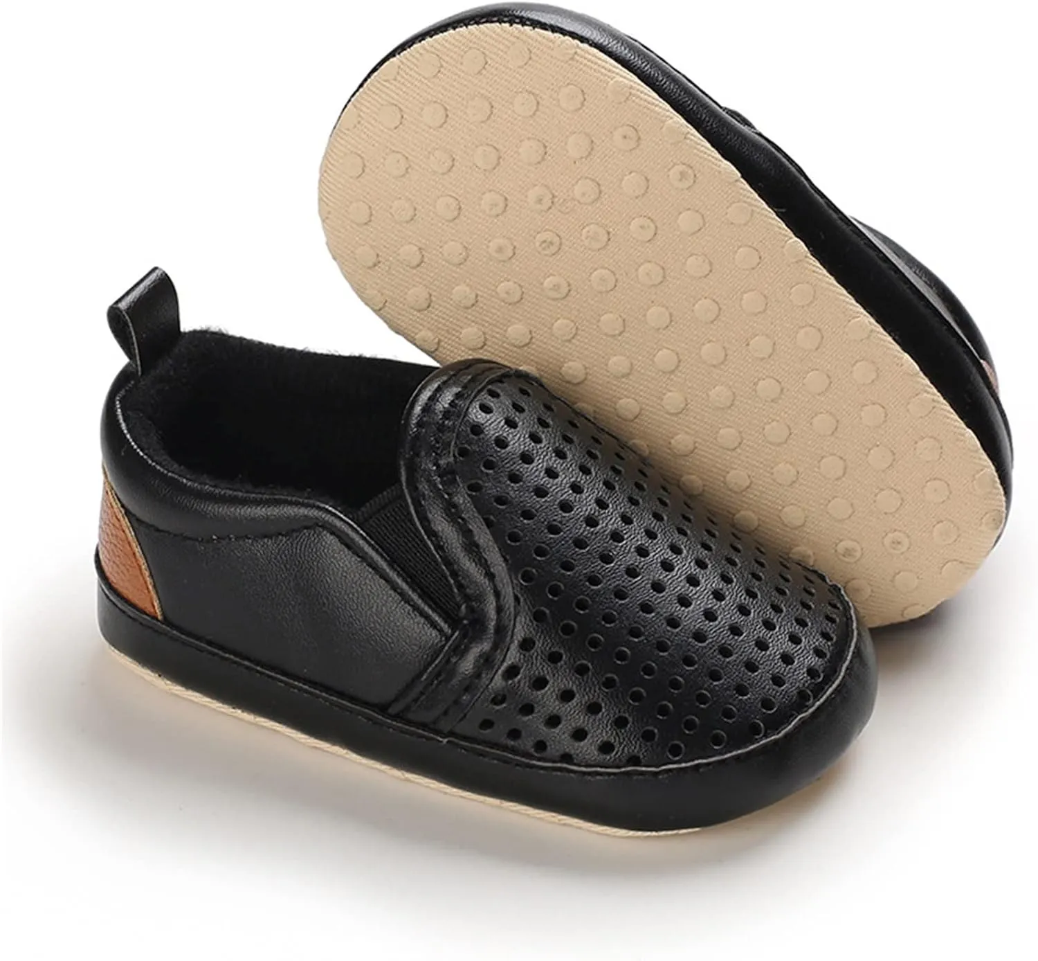 Infant Baby Mesh Hollow Leather First Walking Shoes Soft Sole Slip On Solid Platform Casual Sneakers for Toddler