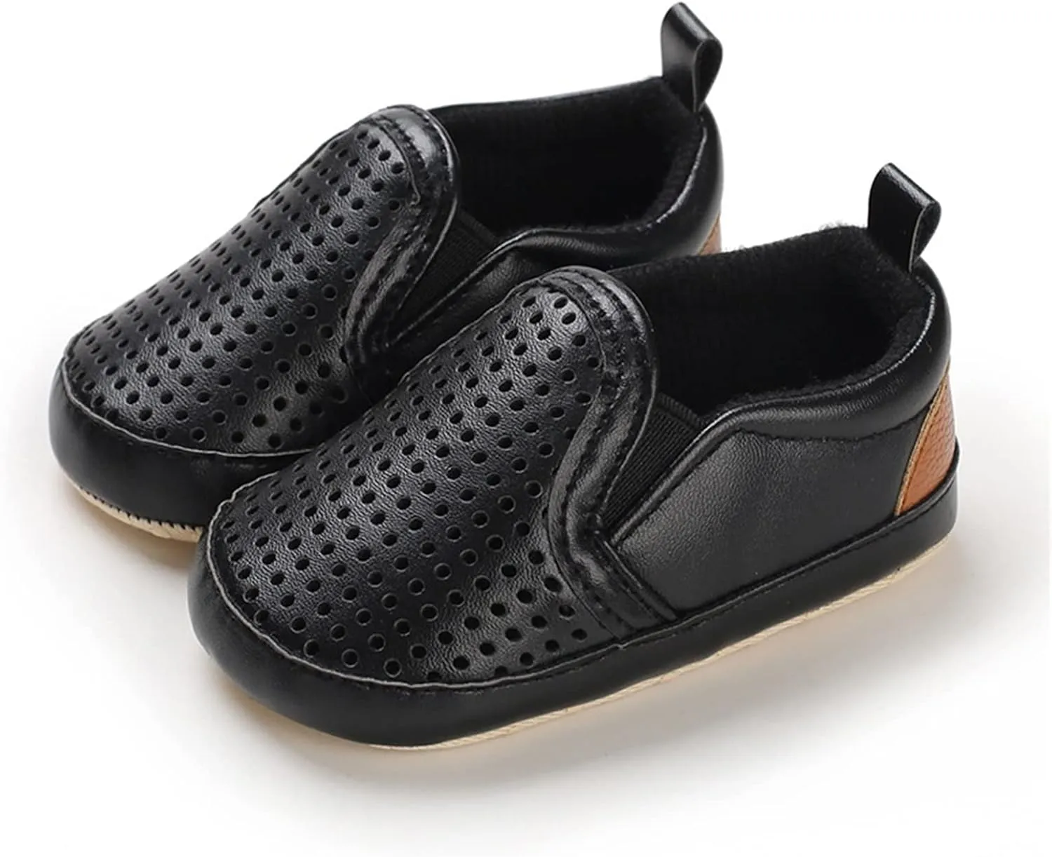 Infant Baby Mesh Hollow Leather First Walking Shoes Soft Sole Slip On Solid Platform Casual Sneakers for Toddler