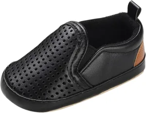 Infant Baby Mesh Hollow Leather First Walking Shoes Soft Sole Slip On Solid Platform Casual Sneakers for Toddler