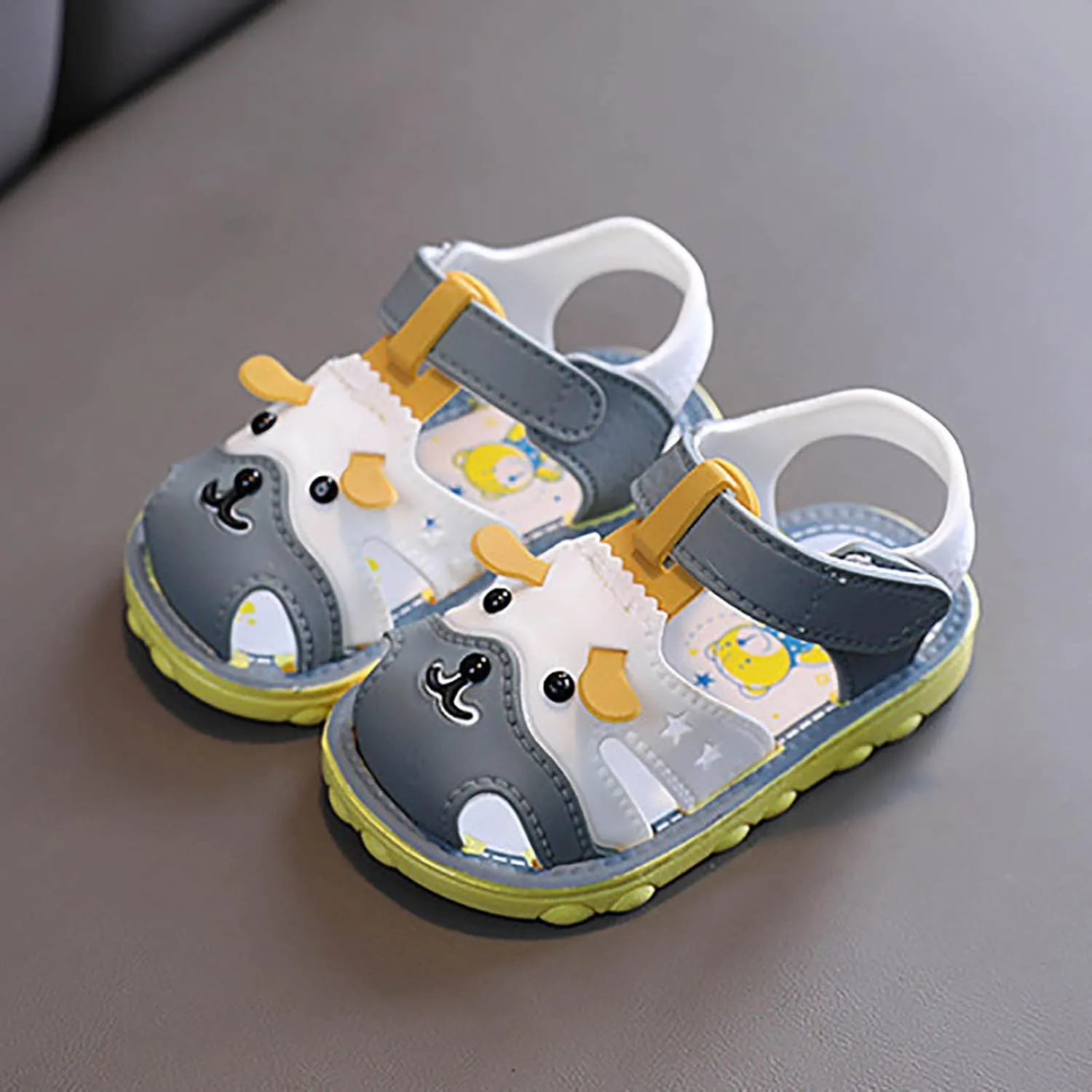 Infant Boys Girls Anti Slip Cartoon Dog Sandals for Outdoor Walking Summer Closed Toe Soft Sole Sport Sneakers