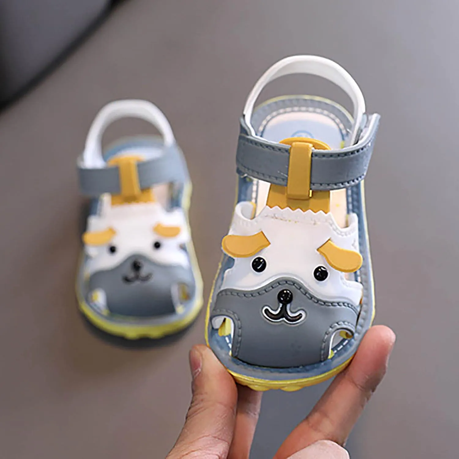 Infant Boys Girls Anti Slip Cartoon Dog Sandals for Outdoor Walking Summer Closed Toe Soft Sole Sport Sneakers