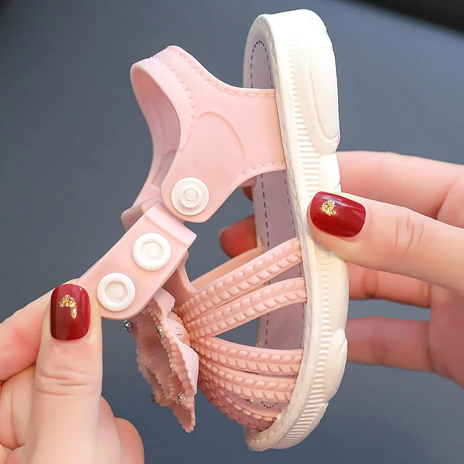 Infant Newborn Baby Girl Closed-Toe Sandals Breathable Comfortable Cute Flower Beach Soft Sole Slip On Shoes
