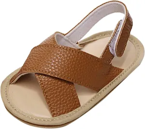 Infant Toddler Baby Girls Boys Shoes Sandals First Walkers Prewalkers Soft Sole Flat Shoes Fashion (Brown, 7 Toddler)