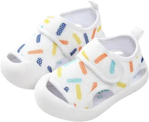Infant Toddler Baby Girls Boys Shoes Sandals First Walking Shoes Soft Sole Breathable Flat Shoes (White, 6 Infant)