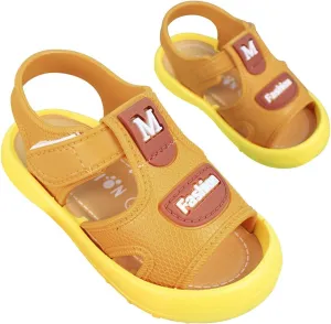 Infant Toddler Baby Girls Boys Shoes Sandals Outdoor First Walkers Soft Anti-Slip Sole Flat Shoes (Yellow, 7 Toddler)