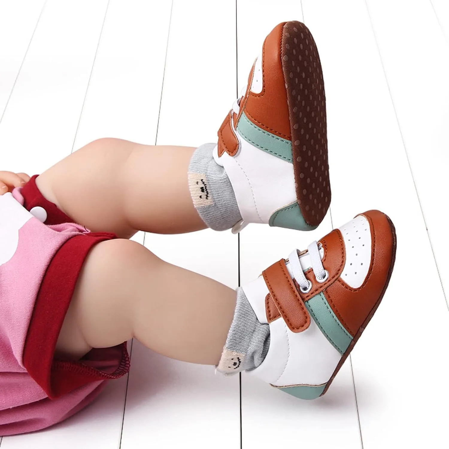 Infant Toddler Color Matching Prewalker Sneakers Baby Girls Boys Anti-Slip Soft Sole Lightweight First Step Shoes