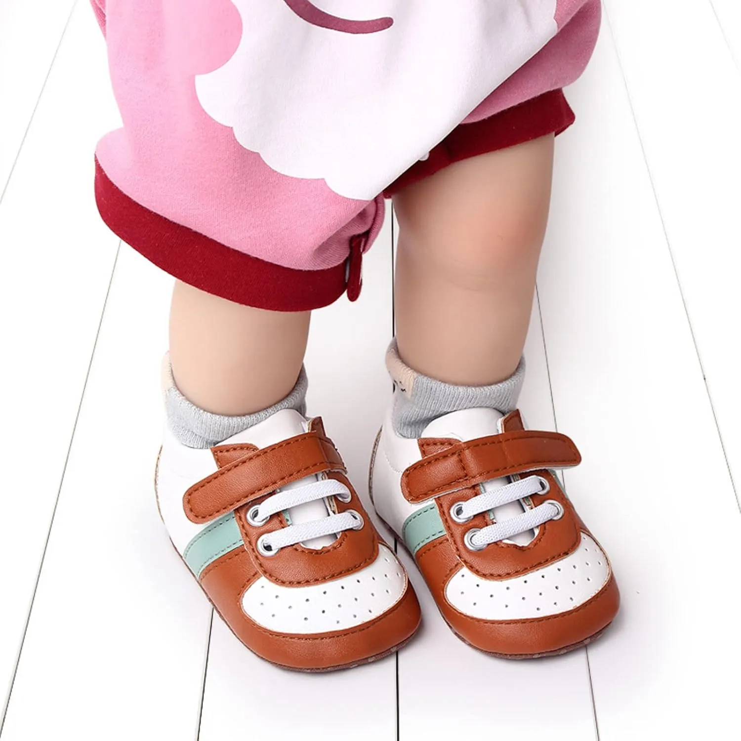 Infant Toddler Color Matching Prewalker Sneakers Baby Girls Boys Anti-Slip Soft Sole Lightweight First Step Shoes