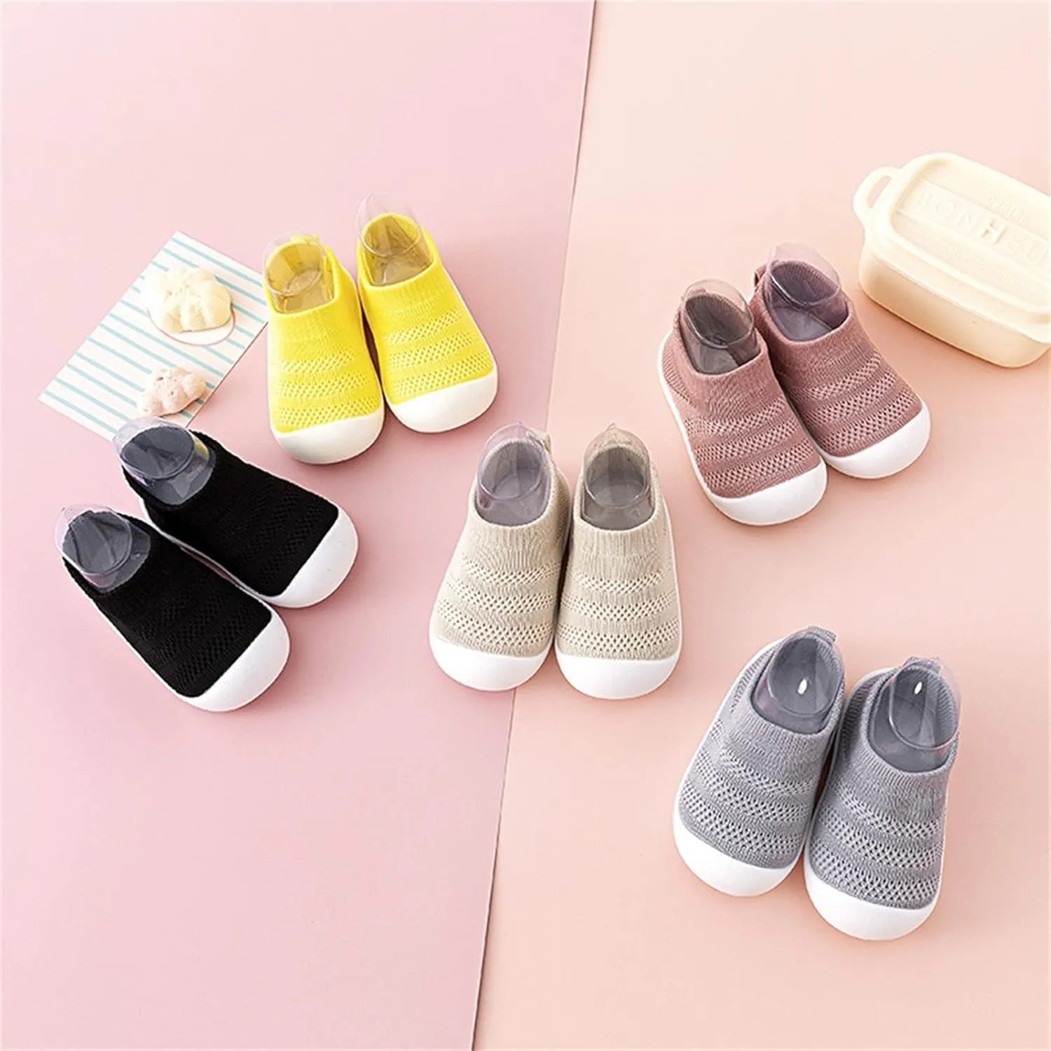 Infant Toddler Girls Boys Socks Shoes Sneakers Flat Bottom Non Slip Half Open Toe Slip Breathable Soft Shoes 2025