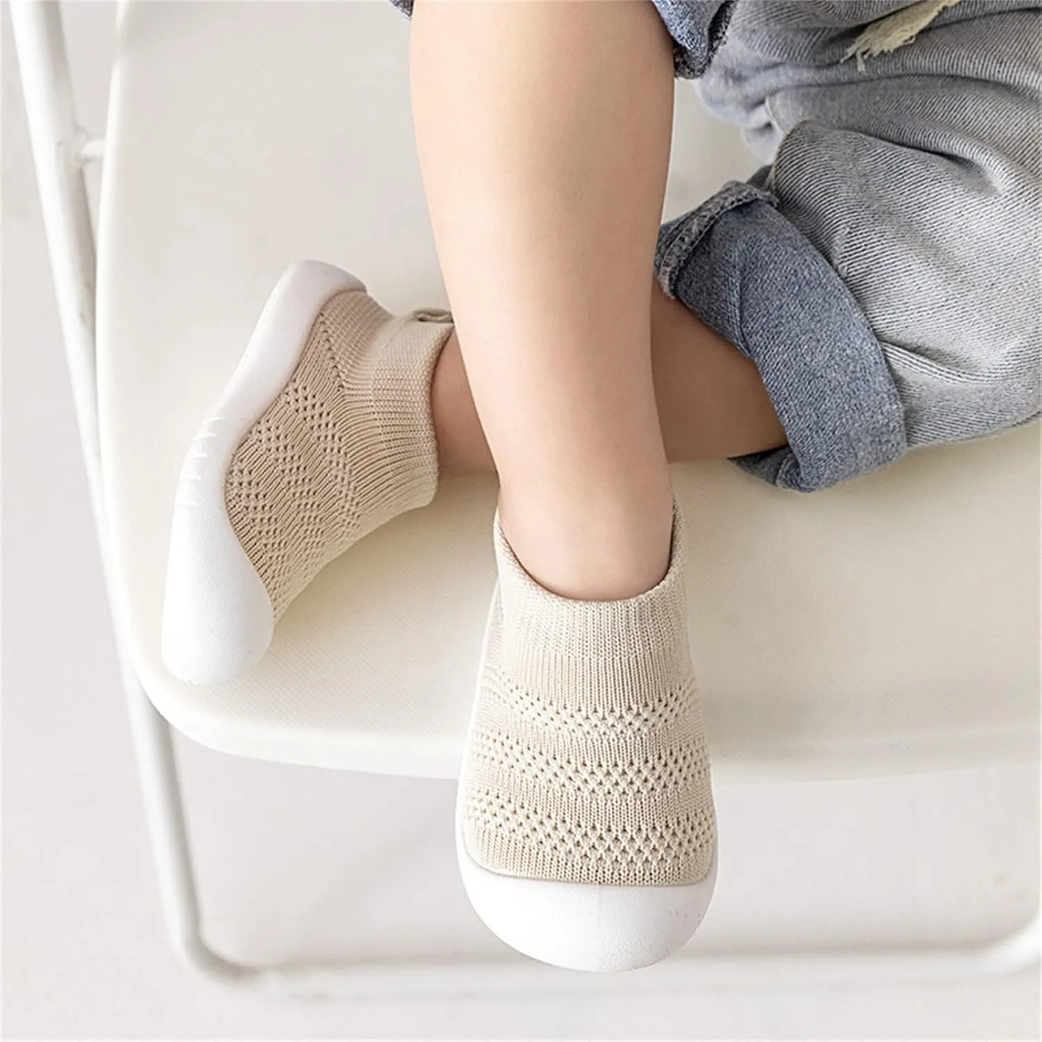 Infant Toddler Girls Boys Socks Shoes Sneakers Flat Bottom Non Slip Half Open Toe Slip Breathable Soft Shoes 2025