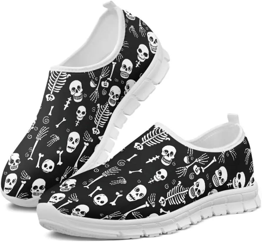 Jeiento Halloween Shoes for Women Running Shoes Mesh Workout Casual Shoes Party Shoes with Halloween Theme Print for Party Sneakers Holiday Shoes
