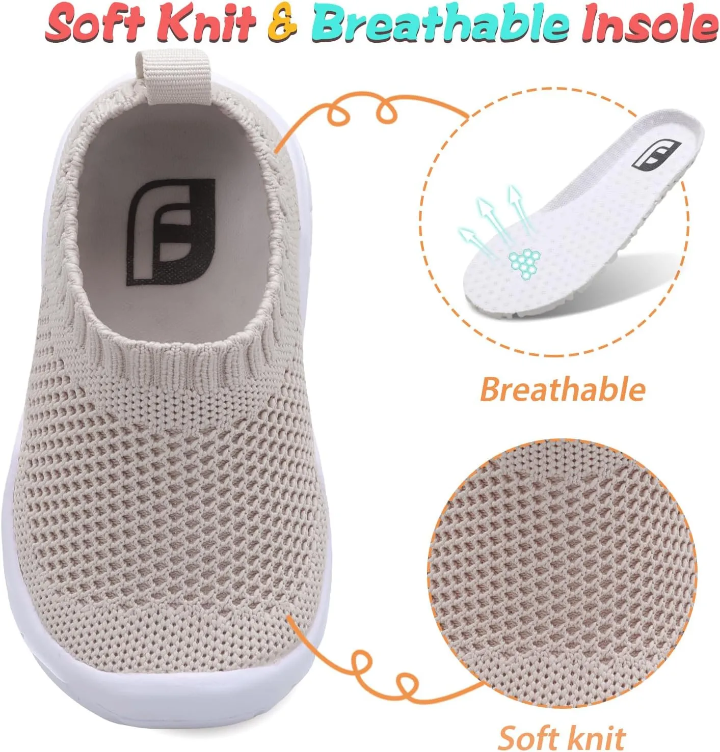 JOINFREE Toddler Boys Girls Sneaker Slip On Shoes Kids Lightweight Breathable Walking Shoes