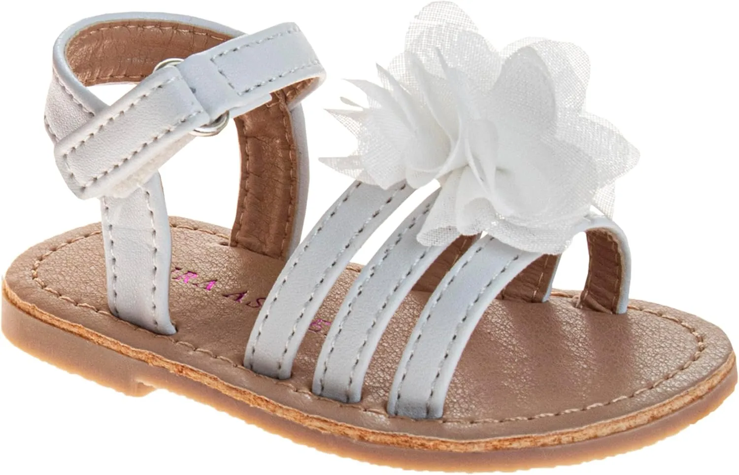 Josmo Baby Girls Sandals Floral Outdoor Open Toe Flats First Walker Toddler Girl Sandal for Summer Size 2-4 Infant
