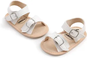 Jshuang 0-18M Baby Boys Girls Bow Sandals Soft Non-Slip Rubber Sole Summer Flat Walking Shoes