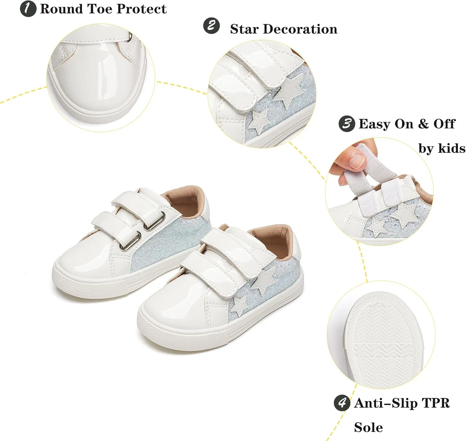 Kiderence Toddler Girls Sneakers Little Girls Running Sports Shoes(Toddler/Little Kids)