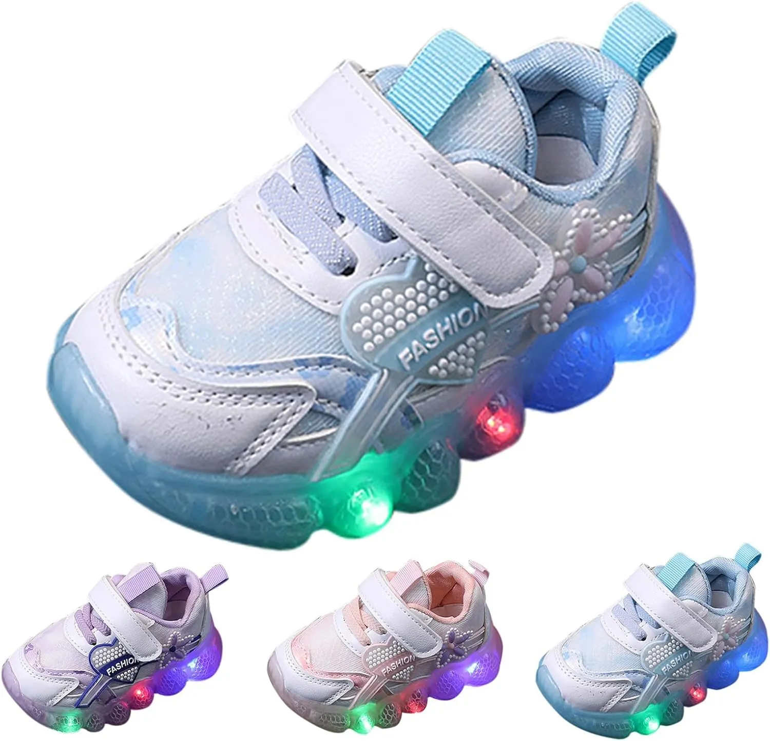 Kids Light Up Shoes Girls Boys Breathable Luminous Soft Sole Running Sports Sneaker Lace-Up Size 2 Shoe Girl Kid
