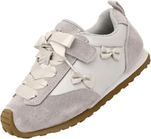 Kids Running Tennis Shoes Girls Toddler Casual Sneakers Fashion Bow Walking Shoes Breathable Soft Sole Lightweight Footwear Infant Preschool Everyday