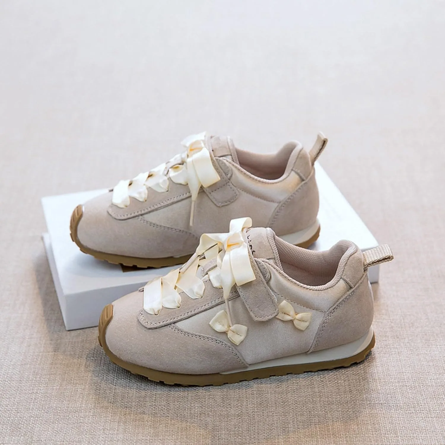 Kids Running Tennis Shoes Girls Toddler Casual Sneakers Fashion Bow Walking Shoes Breathable Soft Sole Lightweight Footwear Infant Preschool Everyday