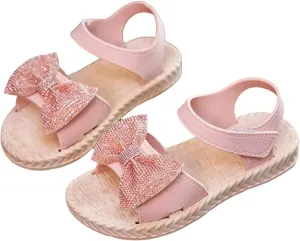 Kids Shoes Toddler Kids Infant Girls Soild Bowknot Princress Shoes Soft Sole Non Slip First Prewalker Beach Shoes Sandals