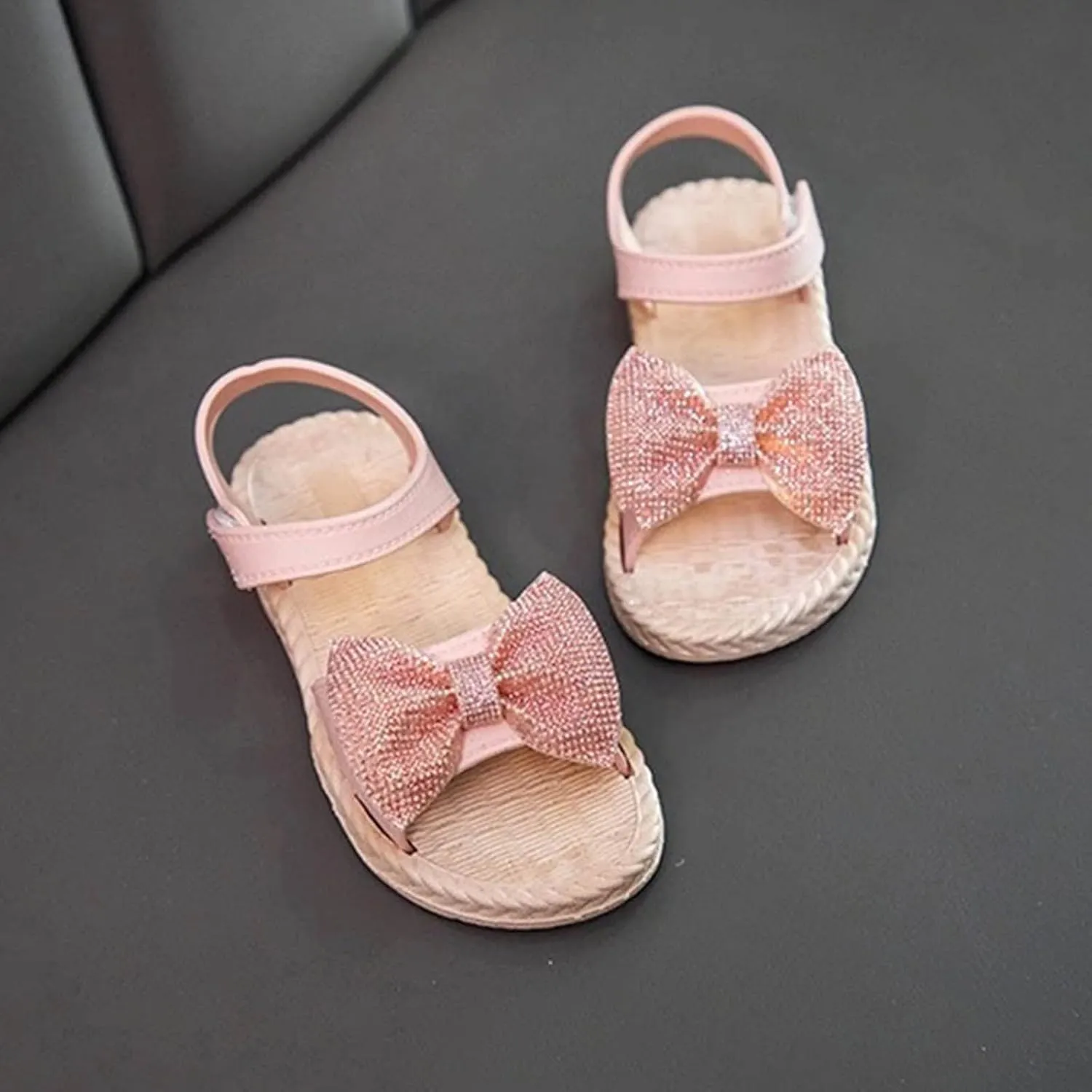 Kids Shoes Toddler Kids Infant Girls Soild Bowknot Princress Shoes Soft Sole Non Slip First Prewalker Beach Shoes Sandals