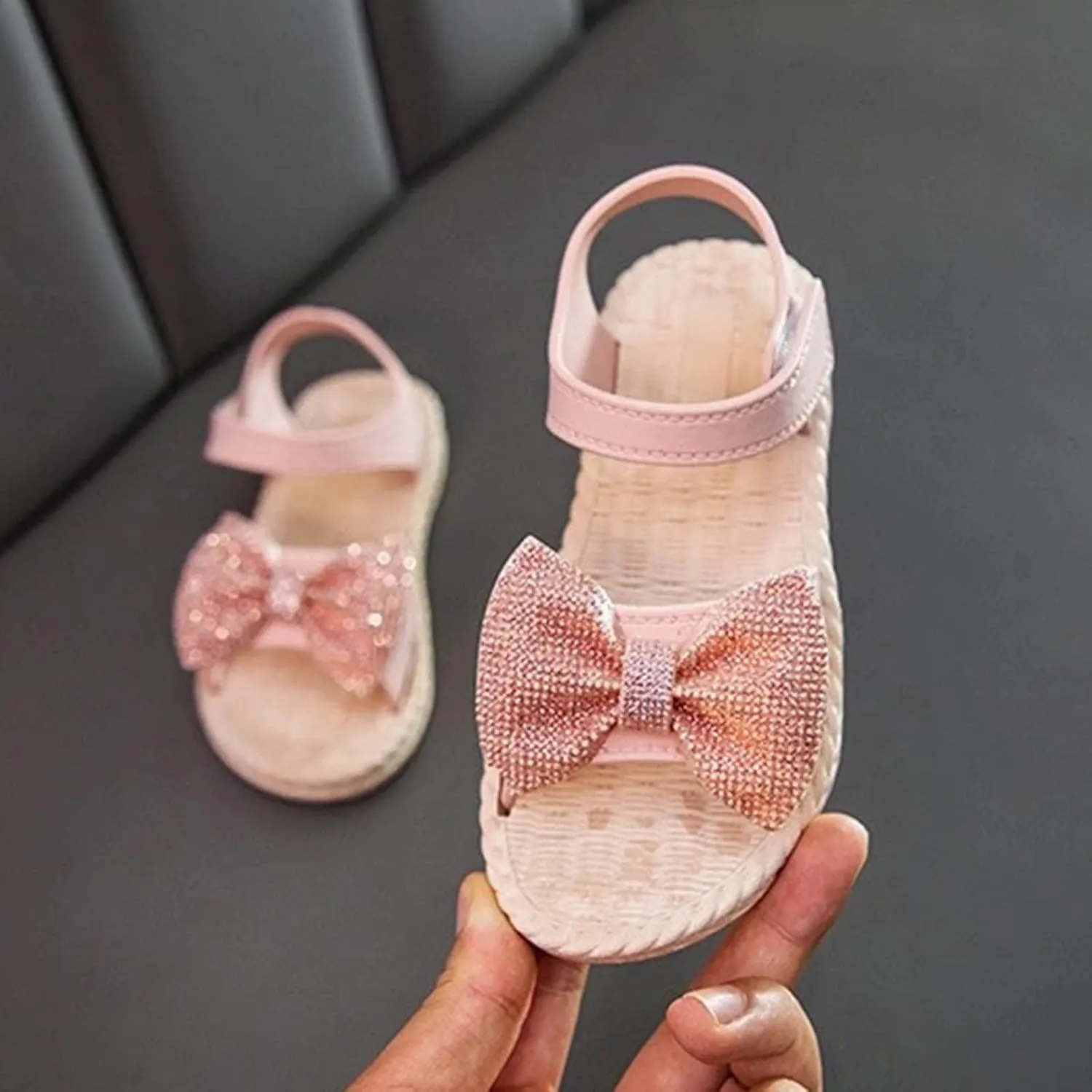 Kids Shoes Toddler Kids Infant Girls Soild Bowknot Princress Shoes Soft Sole Non Slip First Prewalker Beach Shoes Sandals