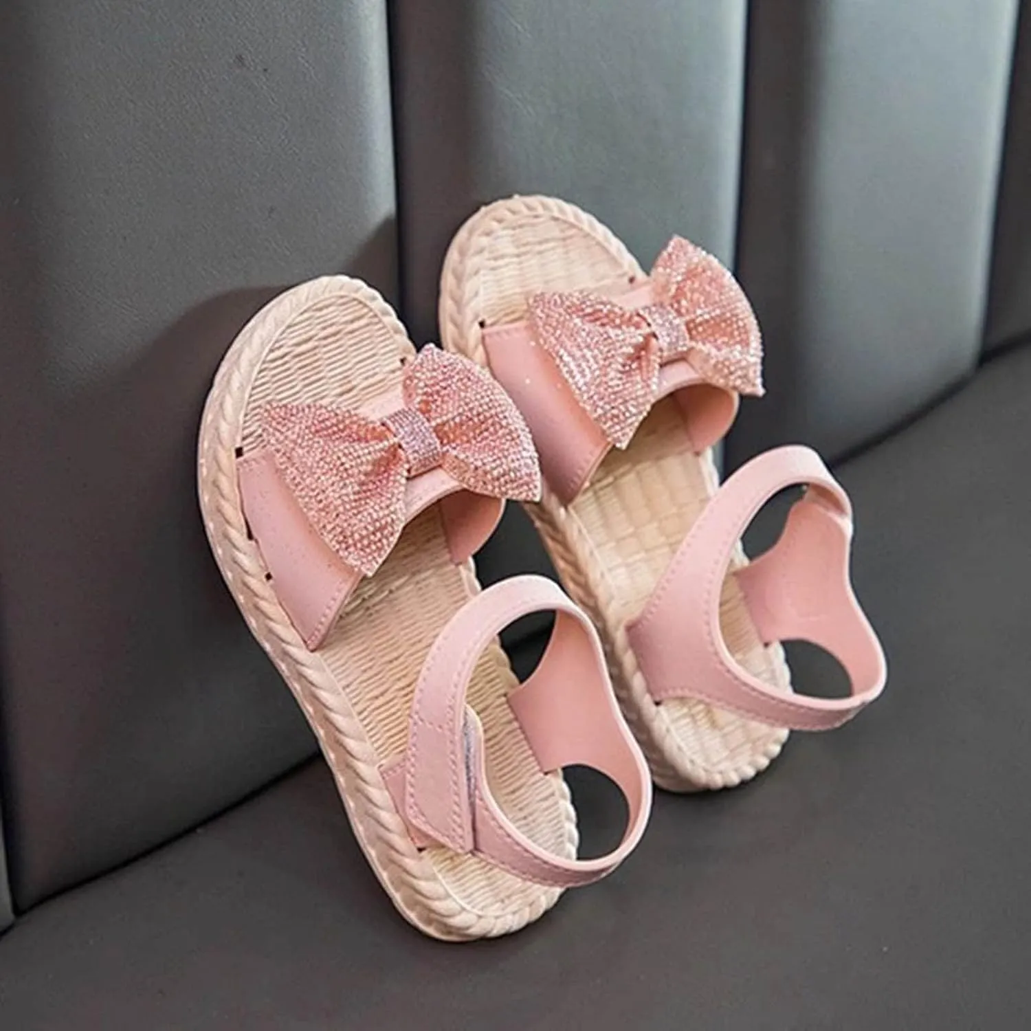 Kids Shoes Toddler Kids Infant Girls Soild Bowknot Princress Shoes Soft Sole Non Slip First Prewalker Beach Shoes Sandals