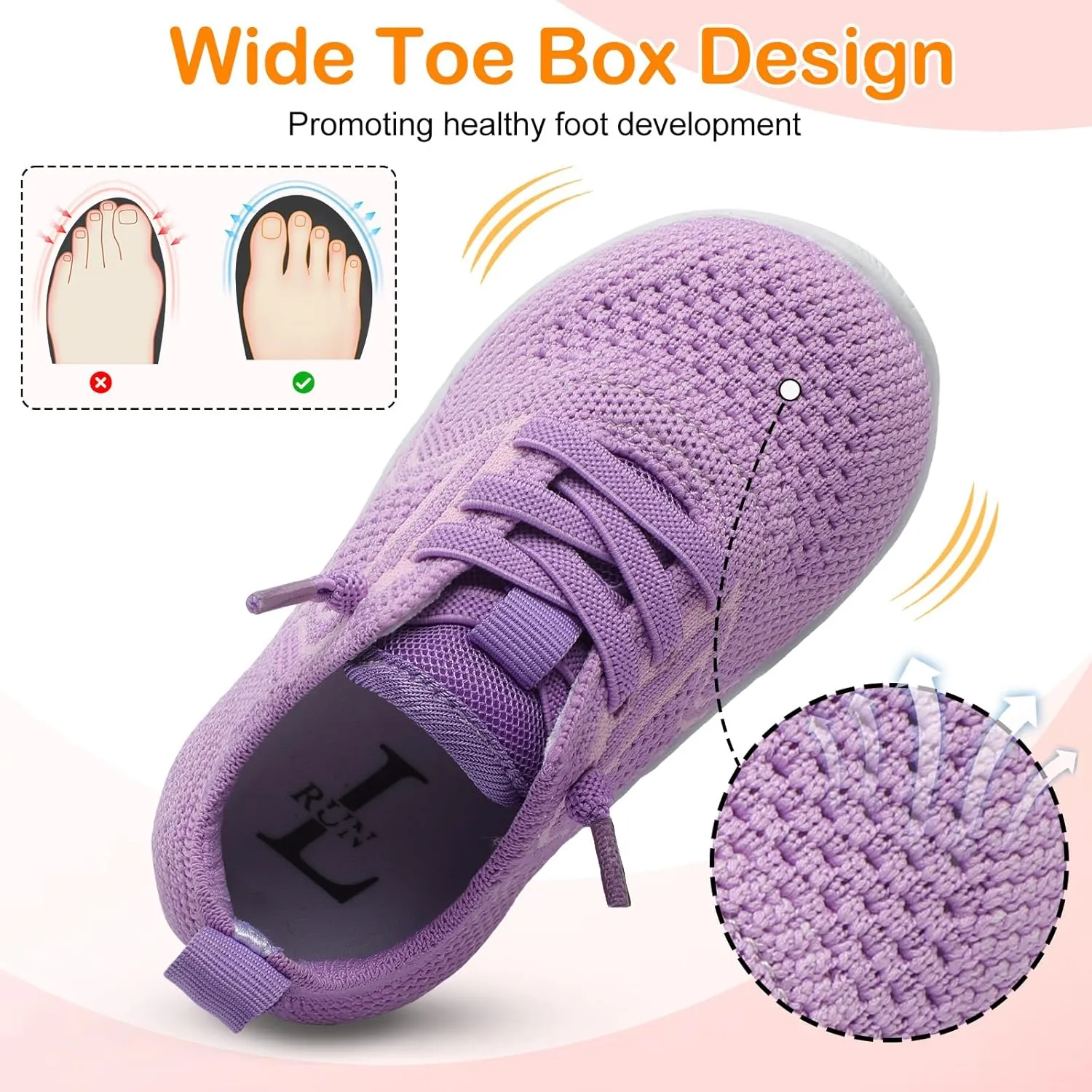 L-RUN Toddler Boys Girls Tennis Shoes Breathable Comfortable Barefoot Wide Summer School Walking Sneakers Baby First Walking Shoes