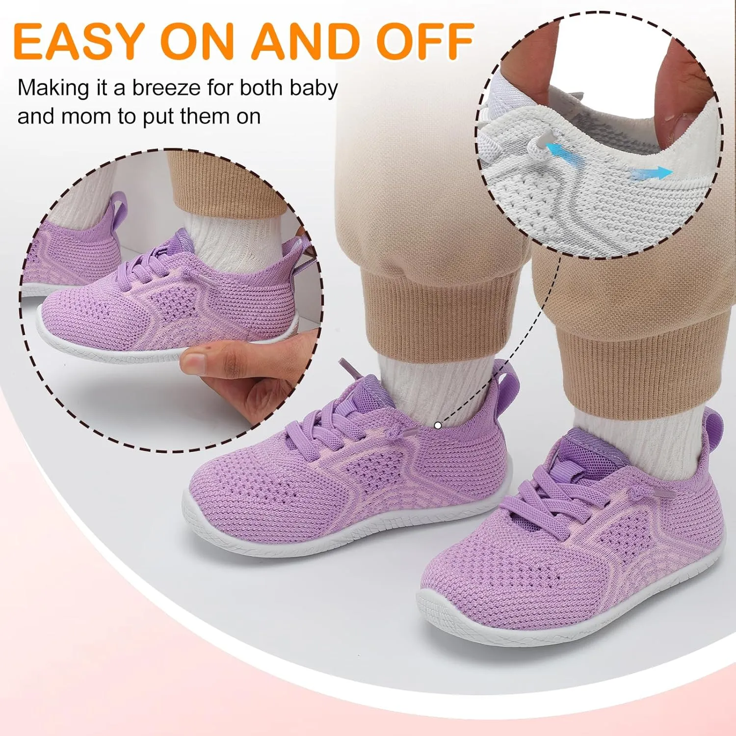 L-RUN Toddler Boys Girls Tennis Shoes Breathable Comfortable Barefoot Wide Summer School Walking Sneakers Baby First Walking Shoes