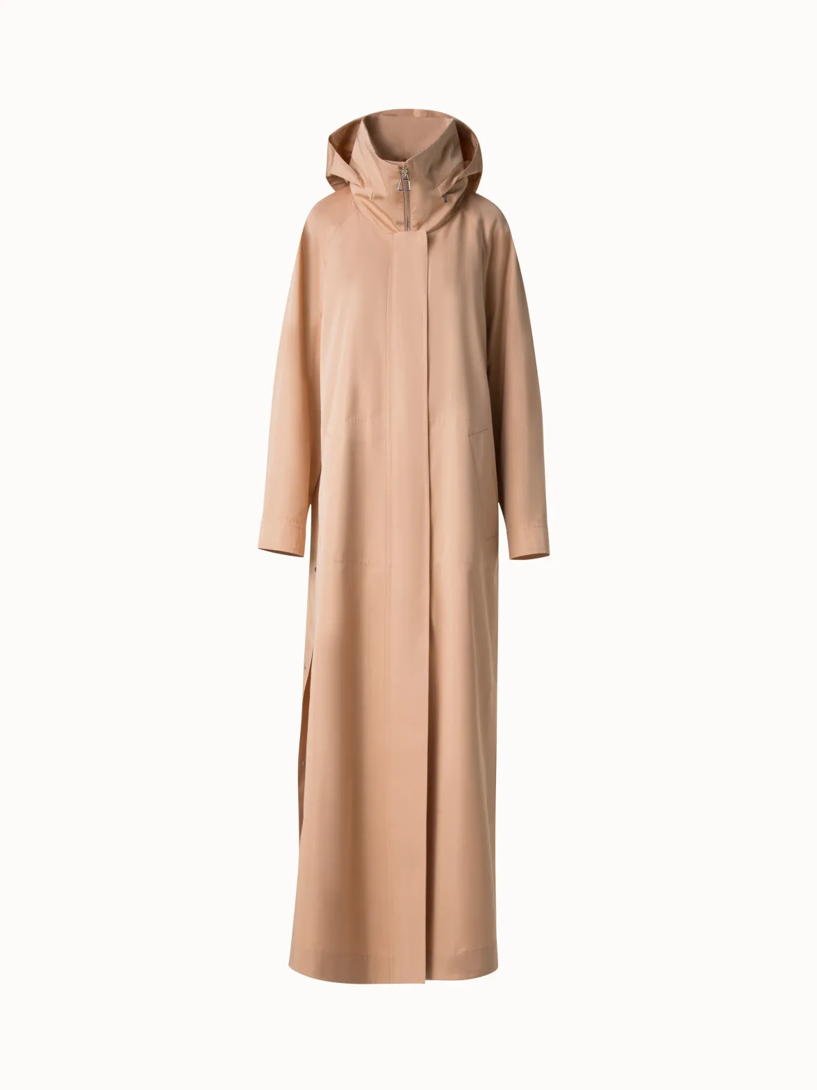 Maxi Coat in Water Repellent Silk Poplin