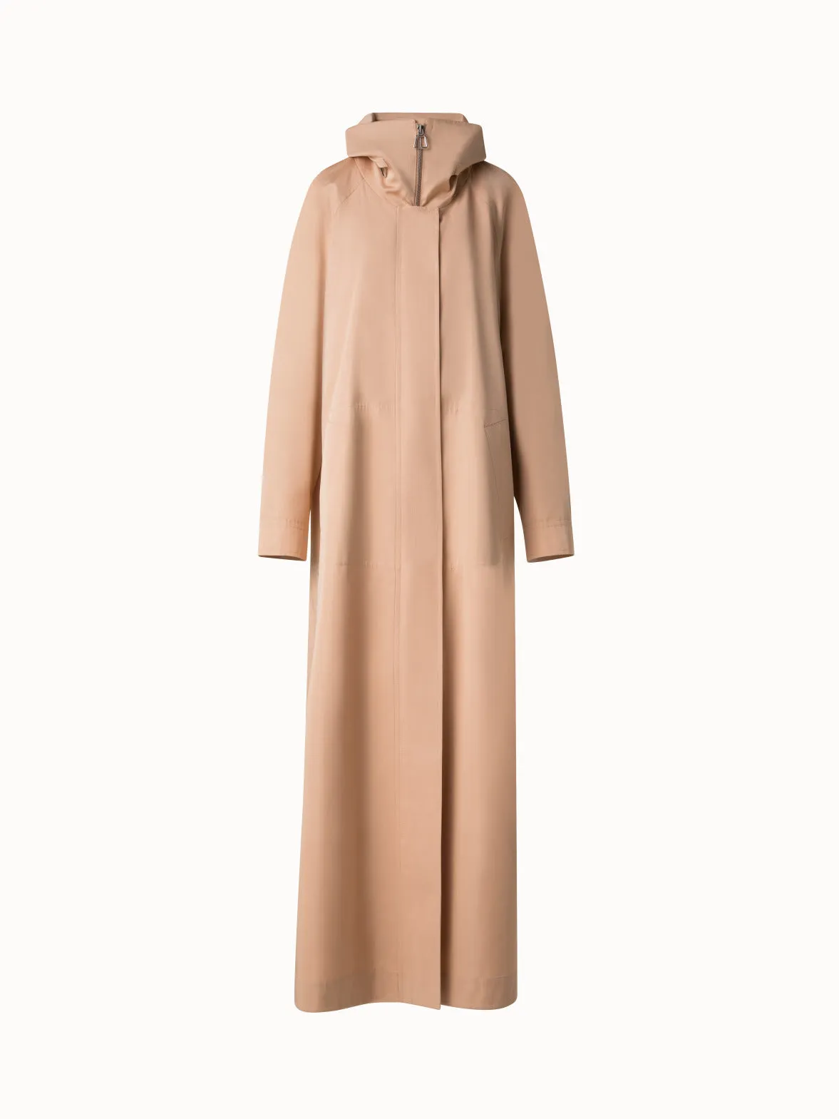 Maxi Coat in Water Repellent Silk Poplin