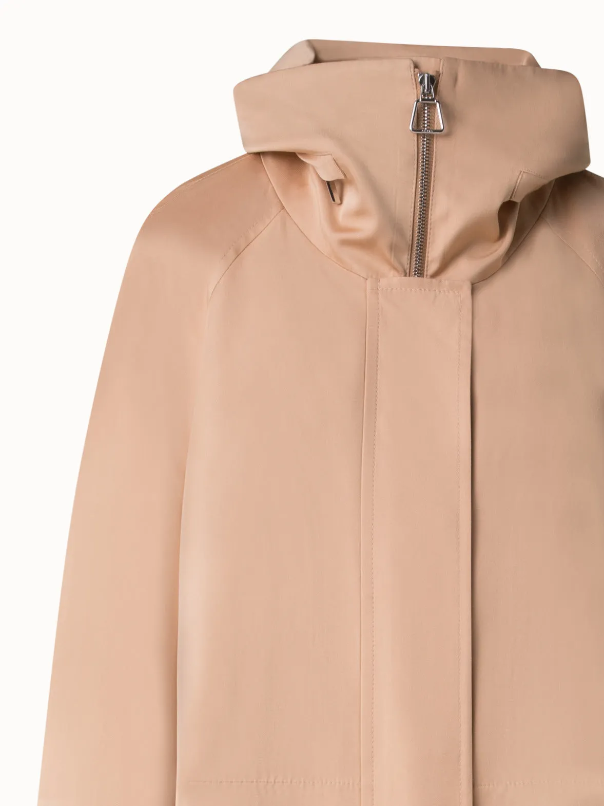 Maxi Coat in Water Repellent Silk Poplin
