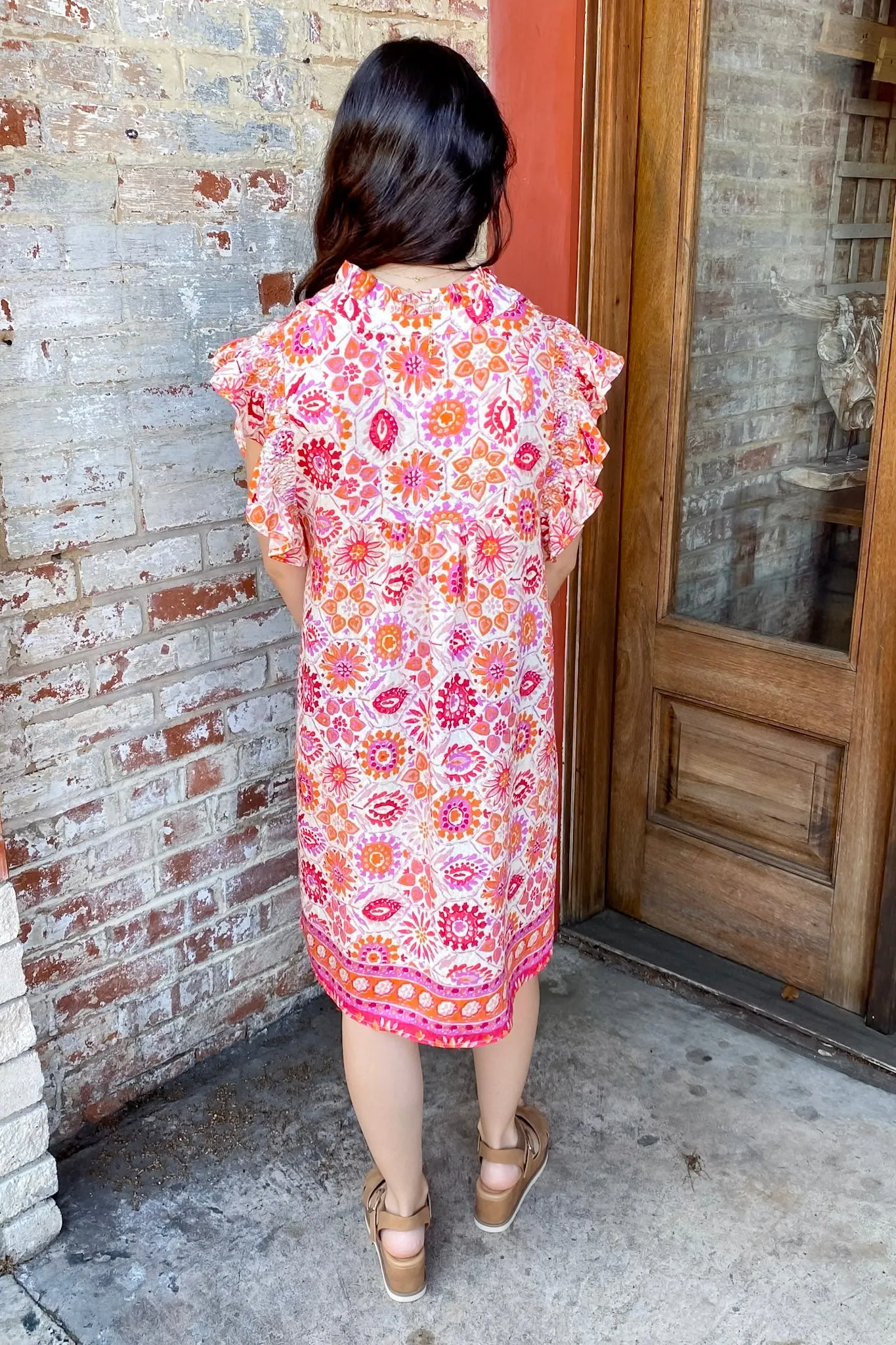 Mosaic Chic Pink Print Dress