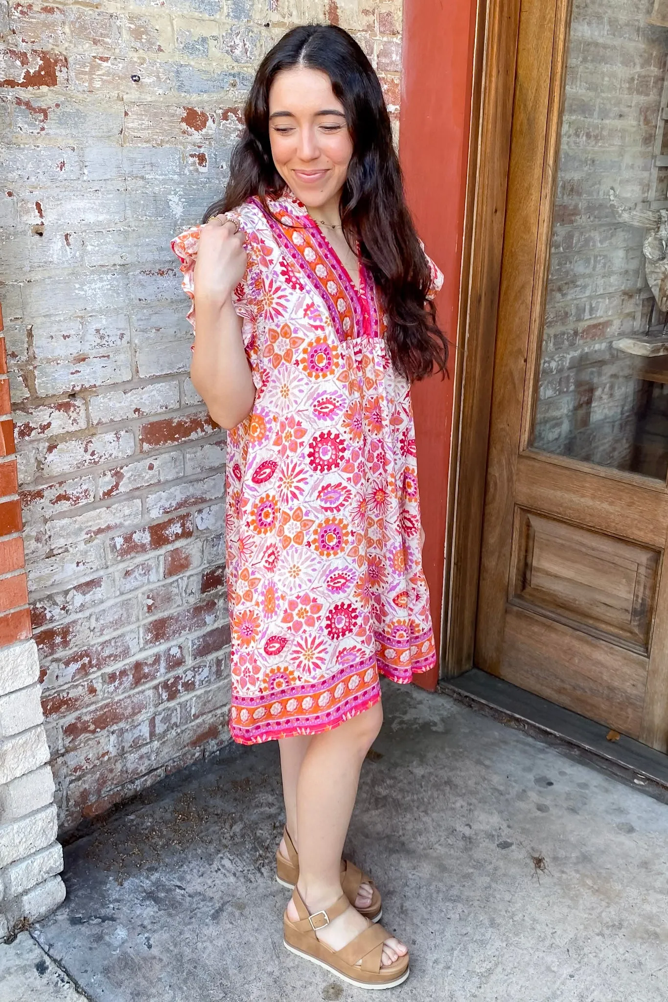 Mosaic Chic Pink Print Dress