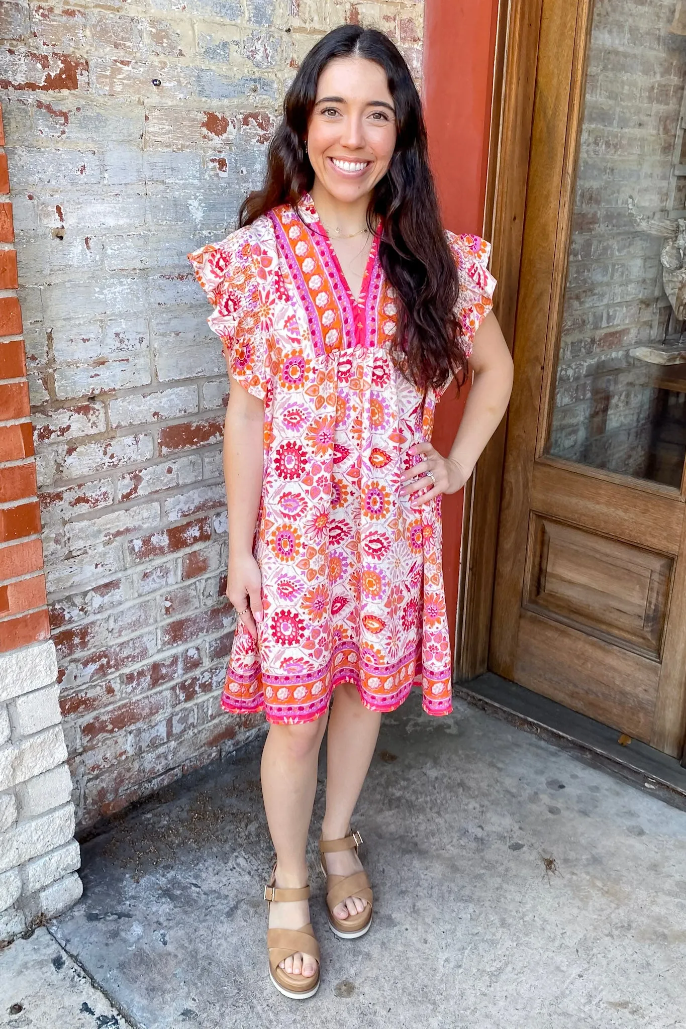 Mosaic Chic Pink Print Dress