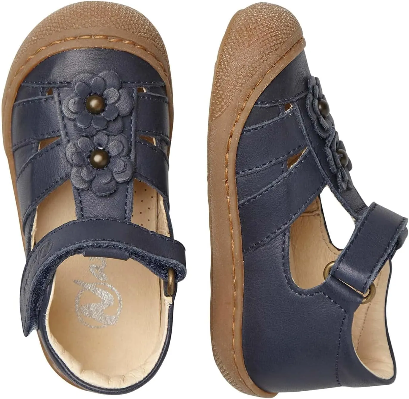 Naturino MAGGY Half Closed Sandal with Appliqued Flowers
