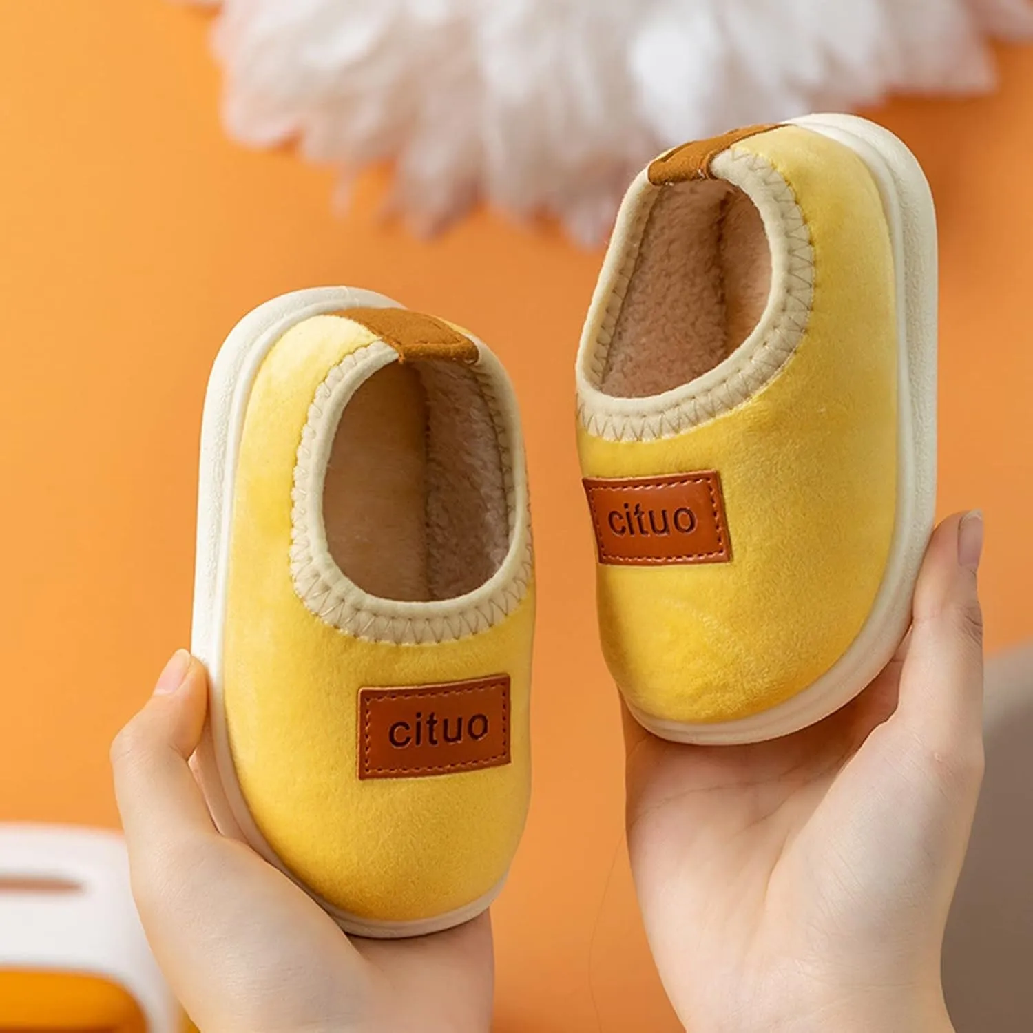 New Born Boy Shoes Childrens Girl Cotton Shoes Solid Color Fashion Soft Sole Winter Warm Indoor Non Slip Cotton Shoes Organic Fleece Baby