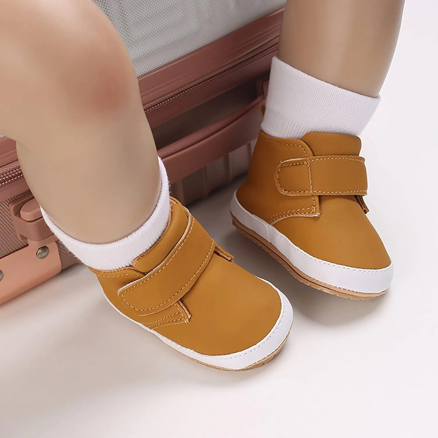 Newborn Baby Boys Girls Prewalker Shoes Soft Rubber Sole Infant Sneakers Fashion High-Top Non-Slip Walking Shoes