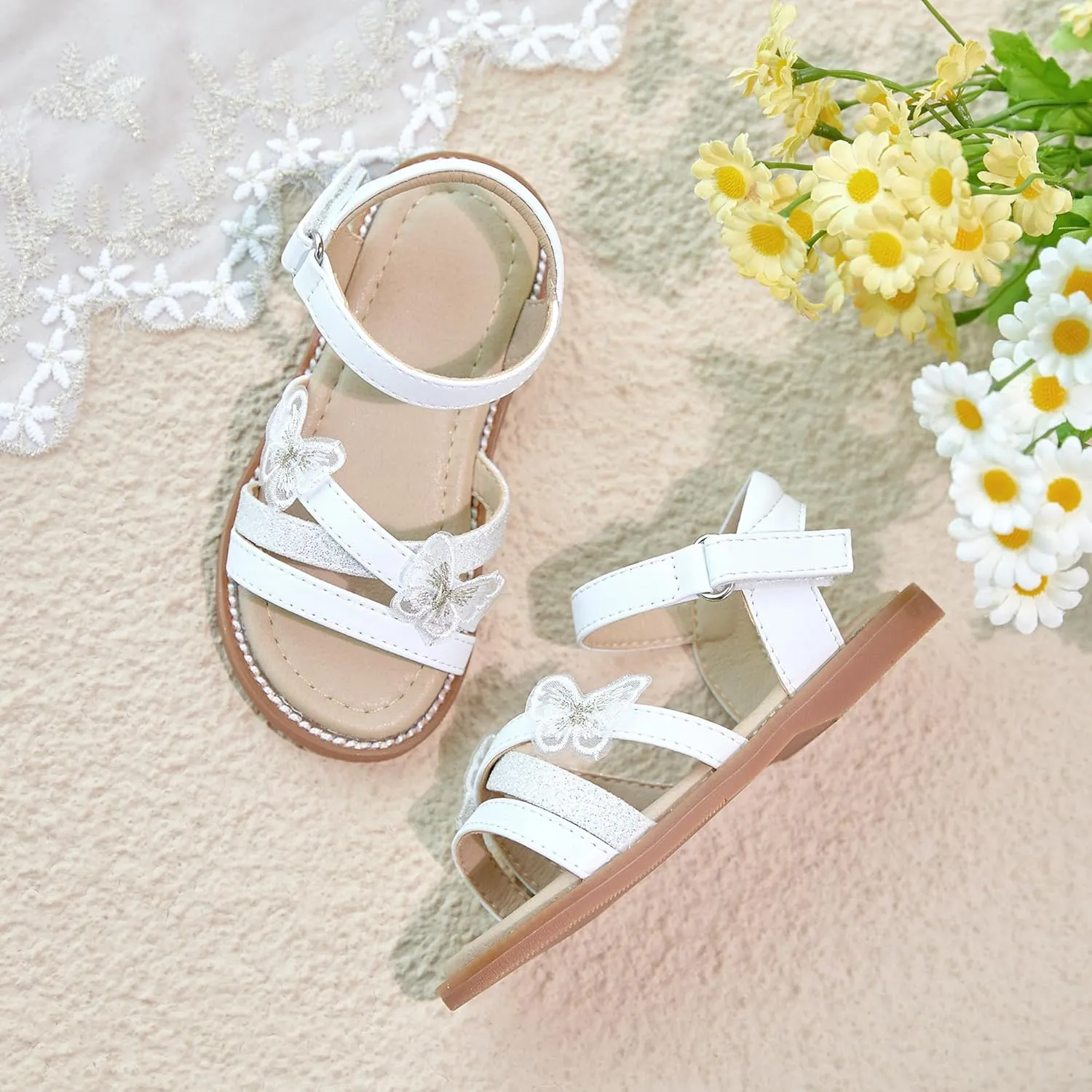 Otter MOMO Girls Open Toe Princess Flat Sandals with Comfort Sole Summer Sandals