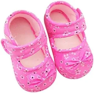 POLG Newborn Kids Baby Bowknot Printing Cloth Shoes Soft Sole Shoes Toddler Crib First Walker Shoes
