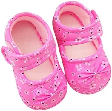 POLG Newborn Kids Baby Bowknot Printing Cloth Shoes Soft Sole Shoes Toddler Crib First Walker Shoes