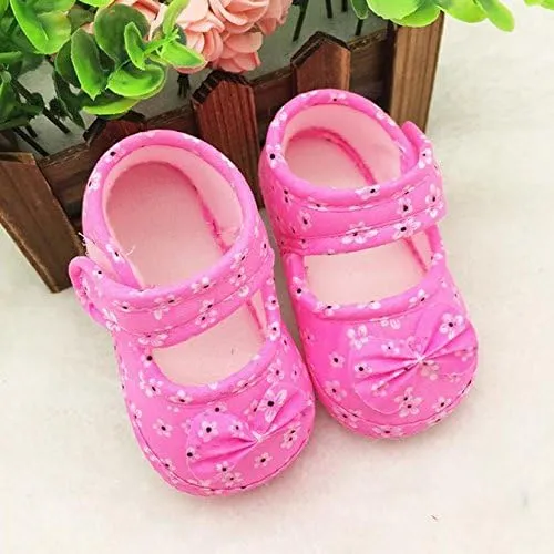 POLG Newborn Kids Baby Bowknot Printing Cloth Shoes Soft Sole Shoes Toddler Crib First Walker Shoes