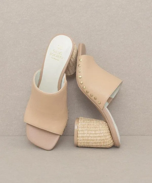Serena Studded Raffia Slide Sandal