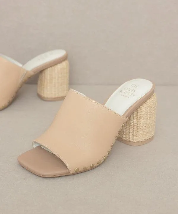 Serena Studded Raffia Slide Sandal