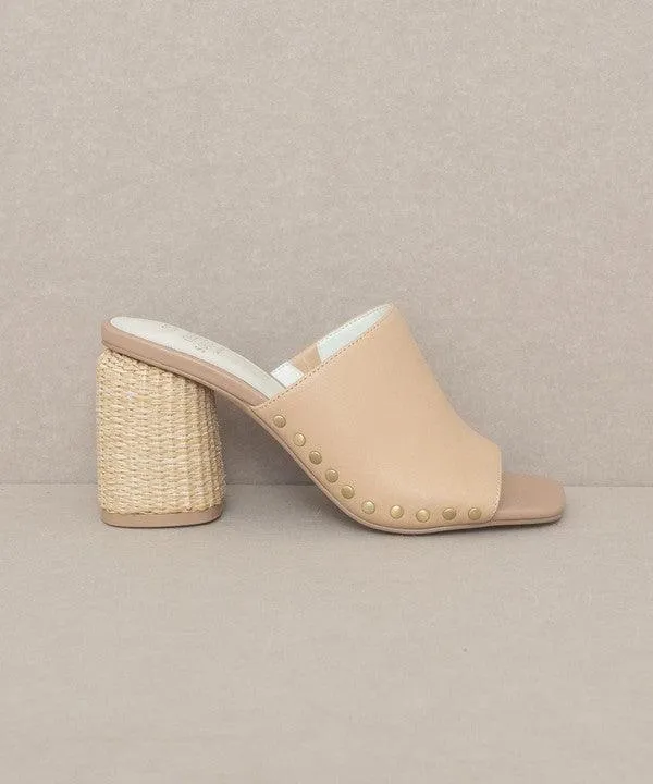Serena Studded Raffia Slide Sandal