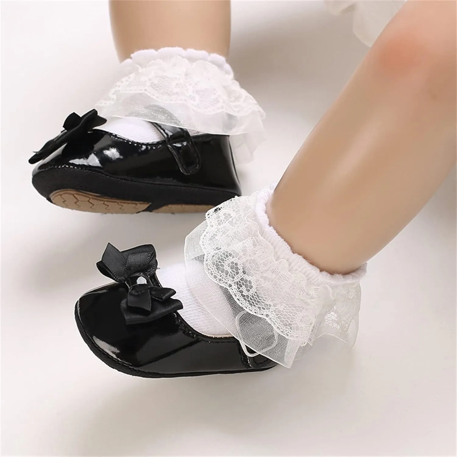 sfdgfhyf Toddler Soft Sole Foot Warmer Spring Summer Children Baby Toddler Girl Princess Shoes Flat Bottom (Black, 5 Infant)